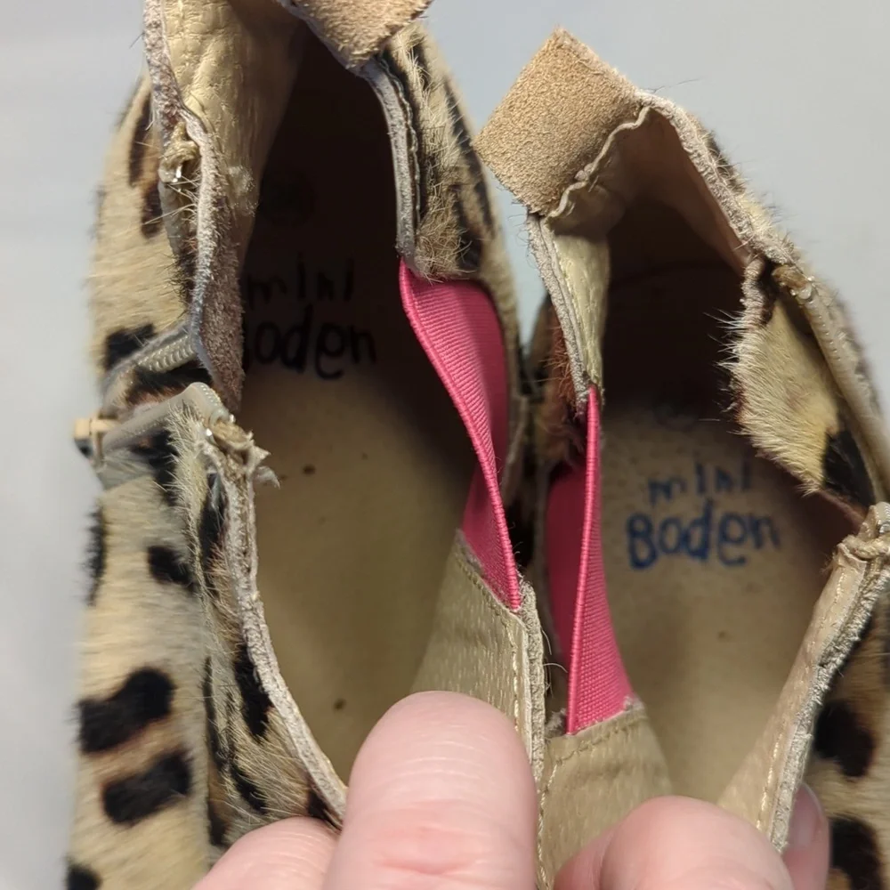 Mini Boden Calf Hair Cheetah Print Booties Size 38